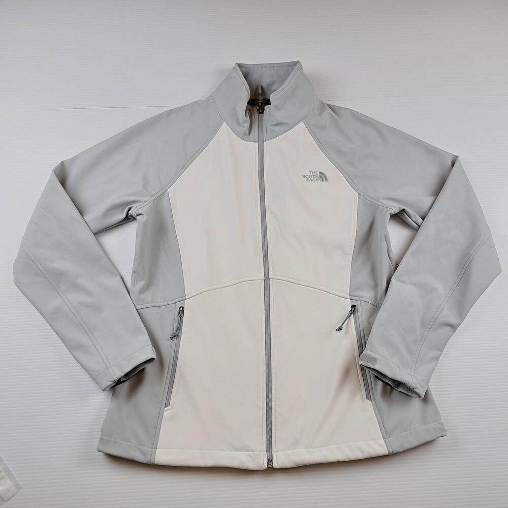 The North Face Jacket Womens Large White Gray Softshell Full Zip Fleece Lined